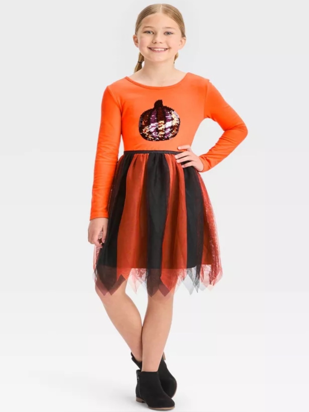 Cat & Jack magic sequin pumpkin Halloween dress